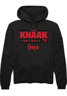 Tyler Knaak Rally Mens Black Nebraska Cornhuskers NIL Stacked Box Hooded Sweatshirt