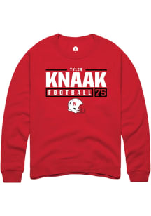 Tyler Knaak Rally Mens Red Nebraska Cornhuskers NIL Stacked Box Crew Sweatshirt