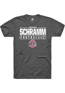 Brennen Schramm Dark Grey Ohio State Buckeyes NIL Stacked Box Short Sleeve T Shirt