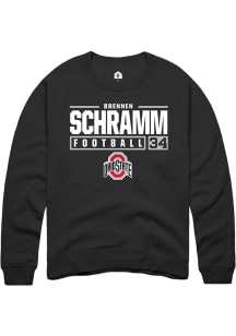 Brennen Schramm Rally Mens Black Ohio State Buckeyes NIL Stacked Box Crew Sweatshirt