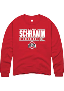 Brennen Schramm Rally Mens Red Ohio State Buckeyes NIL Stacked Box Crew Sweatshirt