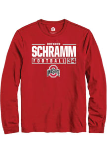 Brennen Schramm Rally Mens Red Ohio State Buckeyes NIL Stacked Box Tee