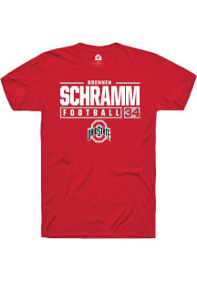 Brennen Schramm Red Ohio State Buckeyes NIL Stacked Box Short Sleeve T Shirt