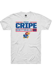 Hailey Cripe  Kansas Jayhawks White Rally NIL Stacked Box Short Sleeve T Shirt