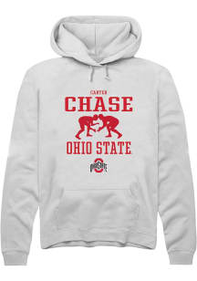 Carter Chase Rally Mens White Ohio State Buckeyes NIL Sport Icon Hooded Sweatshirt