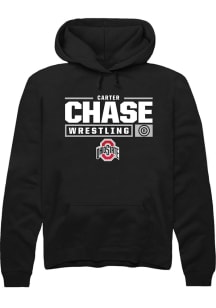 Carter Chase Rally Mens Black Ohio State Buckeyes NIL Stacked Box Hooded Sweatshirt