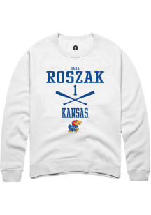 Sara Roszak  Rally Kansas Jayhawks Mens White NIL Sport Icon Long Sleeve Crew Sweatshirt