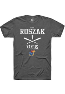 Sara Roszak  Kansas Jayhawks Dark Grey Rally NIL Sport Icon Short Sleeve T Shirt