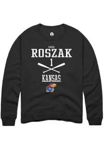 Sara Roszak  Rally Kansas Jayhawks Mens Black NIL Sport Icon Long Sleeve Crew Sweatshirt