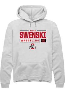 Hogan Swenski  Rally Ohio State Buckeyes Mens White NIL Stacked Box Long Sleeve Hoodie