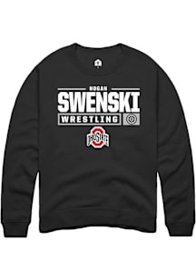 Hogan Swenski  Rally Ohio State Buckeyes Mens Black NIL Stacked Box Long Sleeve Crew Sweatshirt