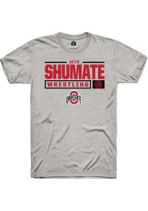 Seth Shumate Ash Ohio State Buckeyes NIL Stacked Box Short Sleeve T Shirt