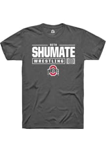 Seth Shumate Dark Grey Ohio State Buckeyes NIL Stacked Box Short Sleeve T Shirt