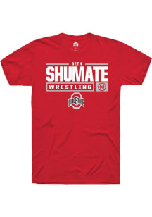 Seth Shumate Red Ohio State Buckeyes NIL Stacked Box Short Sleeve T Shirt