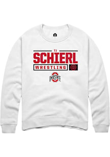 TJ Schierl  Rally Ohio State Buckeyes Mens White NIL Stacked Box Long Sleeve Crew Sweatshirt