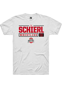 TJ Schierl  Ohio State Buckeyes White Rally NIL Stacked Box Short Sleeve T Shirt