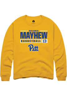 Benjamin Mayhew Rally Mens Gold Pitt Panthers NIL Stacked Box Crew Sweatshirt