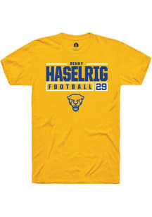 Benny Haselrig Gold Pitt Panthers NIL Stacked Box Short Sleeve T Shirt