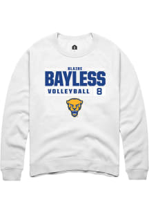 Blaire Bayless Rally Mens White Pitt Panthers NIL Stacked Box Crew Sweatshirt