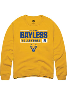 Blaire Bayless Rally Mens Gold Pitt Panthers NIL Stacked Box Crew Sweatshirt