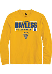 Blaire Bayless Rally Mens Gold Pitt Panthers NIL Stacked Box Tee