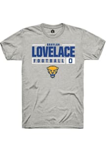 Braylan Lovelace Ash Pitt Panthers NIL Stacked Box Short Sleeve T Shirt