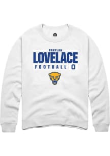 Braylan Lovelace Rally Mens White Pitt Panthers NIL Stacked Box Crew Sweatshirt