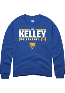 Bre Kelley Rally Mens Blue Pitt Panthers NIL Stacked Box Crew Sweatshirt