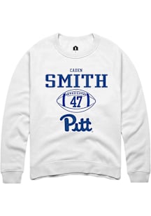 Caden Smith  Rally Pitt Panthers Mens White NIL Sport Icon Long Sleeve Crew Sweatshirt