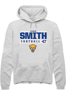 Caden Smith  Rally Pitt Panthers Mens White NIL Stacked Box Long Sleeve Hoodie