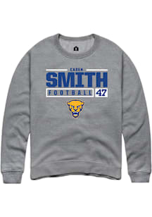 Caden Smith  Rally Pitt Panthers Mens Graphite NIL Stacked Box Long Sleeve Crew Sweatshirt