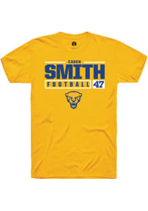 Caden Smith Gold Pitt Panthers NIL Stacked Box Short Sleeve T Shirt