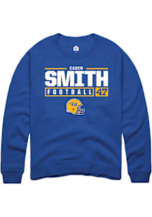 Caden Smith  Rally Pitt Panthers Mens Blue NIL Stacked Box Long Sleeve Crew Sweatshirt