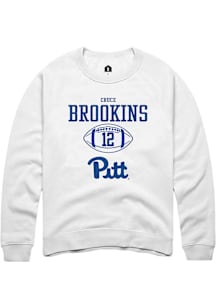 Cruce Brookins  Rally Pitt Panthers Mens White NIL Sport Icon Long Sleeve Crew Sweatshirt