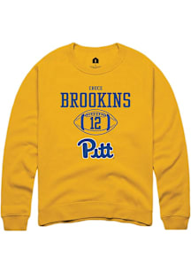 Cruce Brookins  Rally Pitt Panthers Mens Gold NIL Sport Icon Long Sleeve Crew Sweatshirt