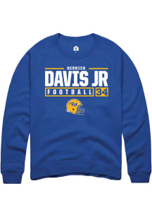 Derrick Davis Jr Rally Mens Blue Pitt Panthers NIL Stacked Box Crew Sweatshirt