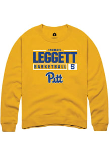 Ishmael Leggett Rally Mens Gold Pitt Panthers NIL Stacked Box Crew Sweatshirt