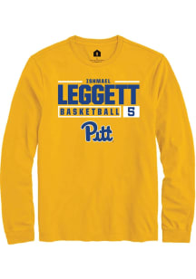 Ishmael Leggett Rally Mens Gold Pitt Panthers NIL Stacked Box Tee