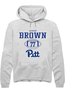 Jackson Brown  Rally Pitt Panthers Mens White NIL Sport Icon Long Sleeve Hoodie