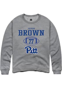 Jackson Brown  Rally Pitt Panthers Mens Graphite NIL Sport Icon Long Sleeve Crew Sweatshirt