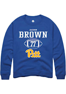 Jackson Brown  Rally Pitt Panthers Mens Blue NIL Sport Icon Long Sleeve Crew Sweatshirt
