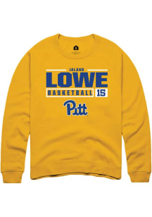 Jaland Lowe Rally Mens Gold Pitt Panthers NIL Stacked Box Crew Sweatshirt