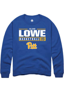 Jaland Lowe Rally Mens Blue Pitt Panthers NIL Stacked Box Crew Sweatshirt