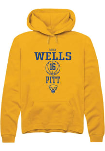 Lucia Wells Rally Mens Gold Pitt Panthers NIL Sport Icon Hooded Sweatshirt