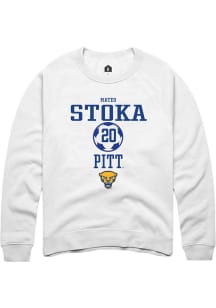 Mateo Stoka Rally Mens White Pitt Panthers NIL Sport Icon Crew Sweatshirt