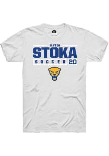 Mateo Stoka White Pitt Panthers NIL Stacked Box Short Sleeve T Shirt