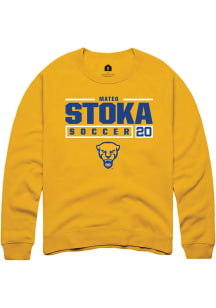 Mateo Stoka Rally Mens Gold Pitt Panthers NIL Stacked Box Crew Sweatshirt