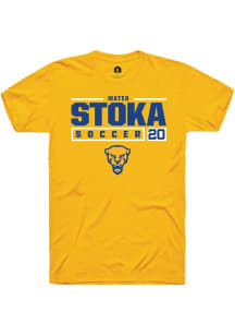 Mateo Stoka Gold Pitt Panthers NIL Stacked Box Short Sleeve T Shirt