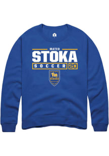 Mateo Stoka Rally Mens Blue Pitt Panthers NIL Stacked Box Crew Sweatshirt