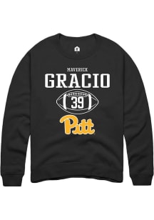 Maverick Gracio Rally Mens Black Pitt Panthers NIL Sport Icon Crew Sweatshirt